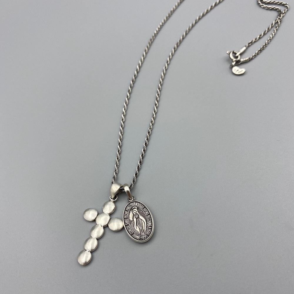 Miraculous Medal &amp; Altar Bread Cross Necklace