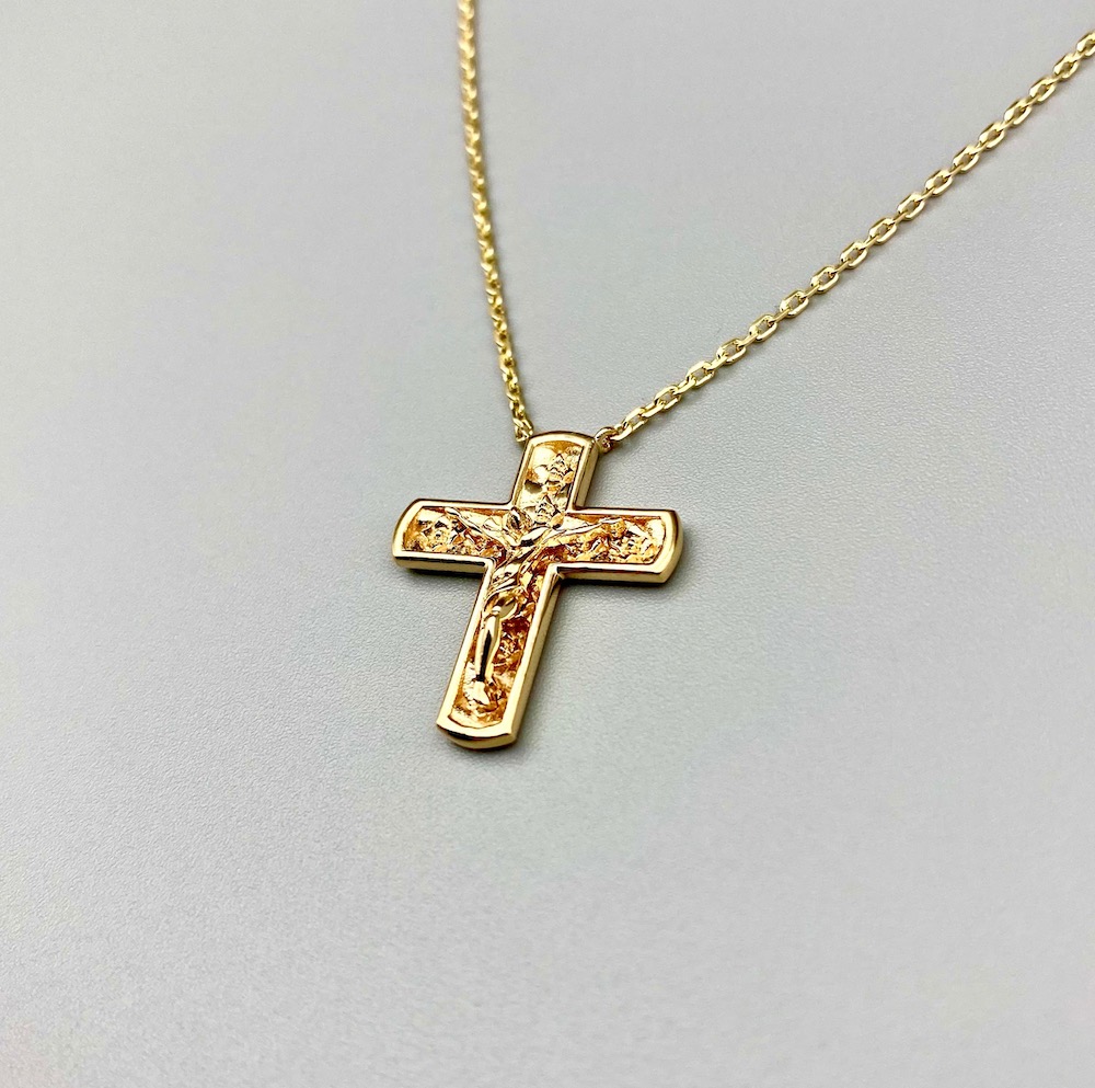 SanMarco&#039;s Rose Crucifix Gold Necklace