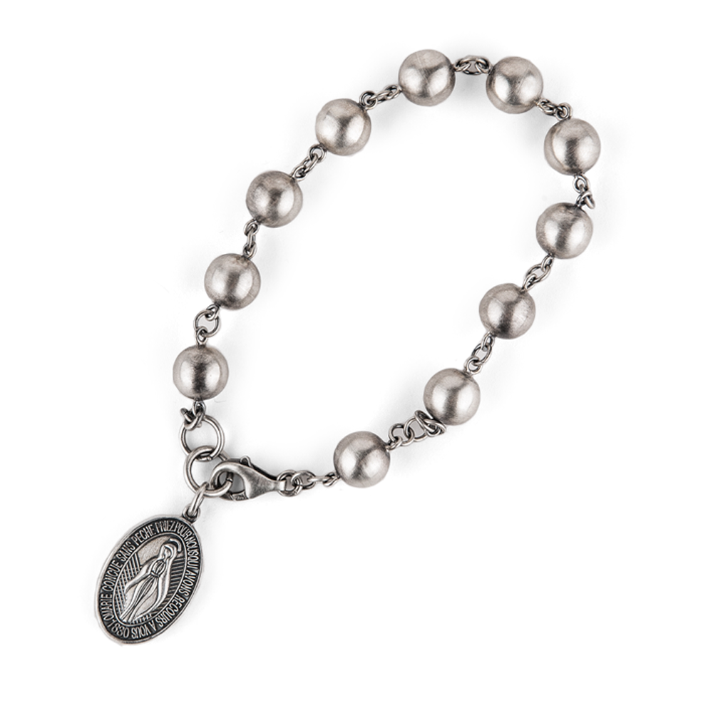 Miraculous Medal Rosary Silver Bracelet